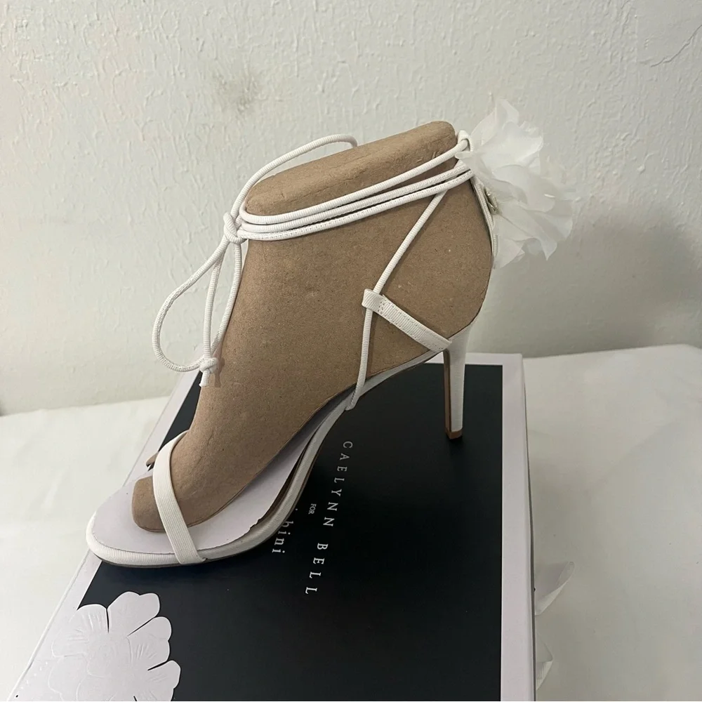 Gianni Bini X Caelynn Bell Fabric Flowr Ankle Wrap Strappy Stiletto Heels Sz 11M